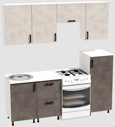 Кухня Эконом 1,5 метра с полуколонкой (1000х500) Цвет: Цемент светлый/Цемент темный