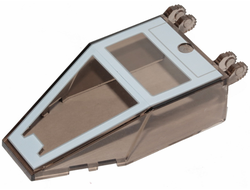 Windscreen 7 x 4 x 1 2/3 with Locking Dual 2 Fingers, 9 Teeth with SW Light Bluish Gray Snowspeeder Pattern, Trans-Brown (Old Trans-Black) (30372pb08 / 6261256)