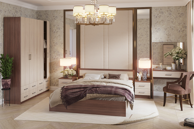 Гармония КР 602 (1400мм) кровать двуспальная Ясень шимо темный/Ясень шимо светлый (с настилом)