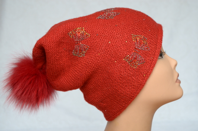 Vizio Италия 5931 шапка красная с помпоном фото