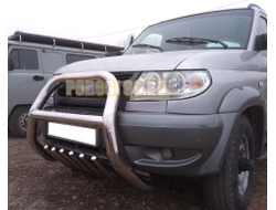 Защита переднего бампера скоба высокая+акула d76/42 для УАЗ Патриот 2005-2014