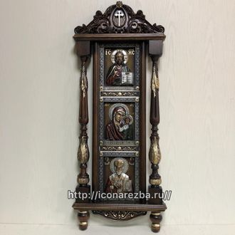Триптих Икона Господь Вседержитель, Икона Казанской Богородицы, Икона Николай Чудотворец
