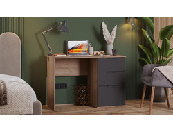 Стол письменный Графит Дуб Крафт Табачный/Холст Вулкан