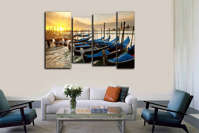Модульная картина "Гондальеры на пристани"
