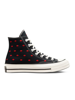 КЕДЫ CONVERSE CHUCK 70 EMBROIDERED LIPS ВЫСОКИЕ ЧЕРНЫЕ