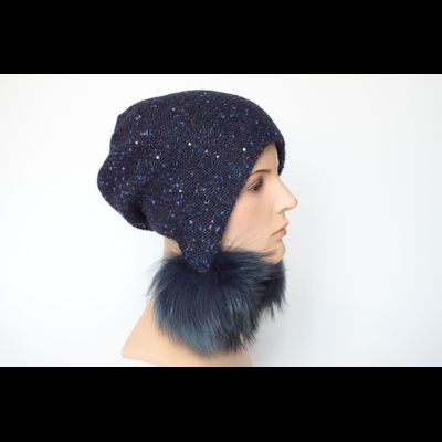 Шапка Vizio 1010 PP 66 ушанка с помпонами синяя