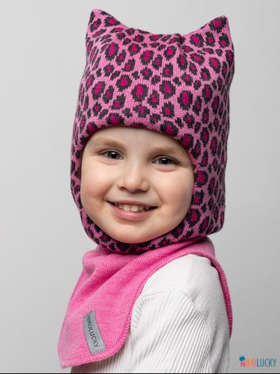 Шапка-шлем 24101-01 с утеплит,ярко-розовый,серый 52-54