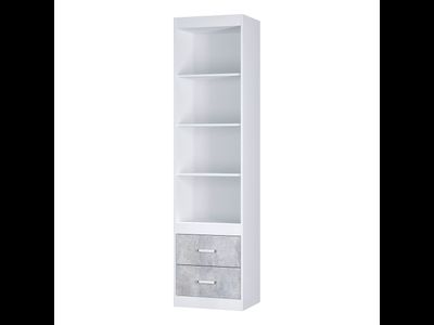 Шкаф Паскаль 1-дверный с открытыми полками белый/цемент светлый (BTS)