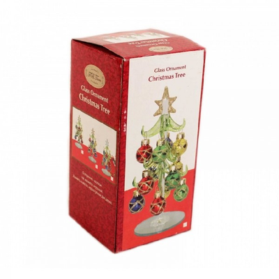 Ёлка стеклянная 9 шаров, H-15см (№1)