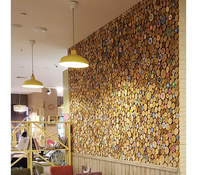 панно из спилов, спилы для стен, декор спилами, декор магазина, декор ресторана, декор офиса, фото