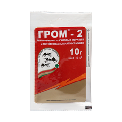 Гром-2, 10 г (микрогранулы от садовых муравьев и почвенных комнатных мушек) [Зеленая Аптека Садовода]