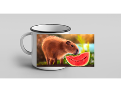 Кружка металлическая эмалированная Капибара, Kapibara-san №3