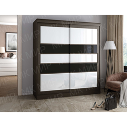 Танго-4 Шкаф-купе 2,0 (2000*2200*600мм), венге/Лакобель белый/черный