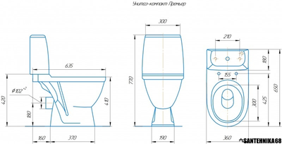 Унитаз ROSA Премьер ЛЮКС с горизонтальным выпуском нижн, сид. полип. м/лифт, 2-кн. арм