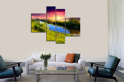 Модульная картина "Фиолетовый закат"