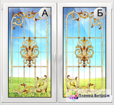 Витражная пленка, витражная пленка самоклеющаяся, пленочный витраж с классическим рисунком