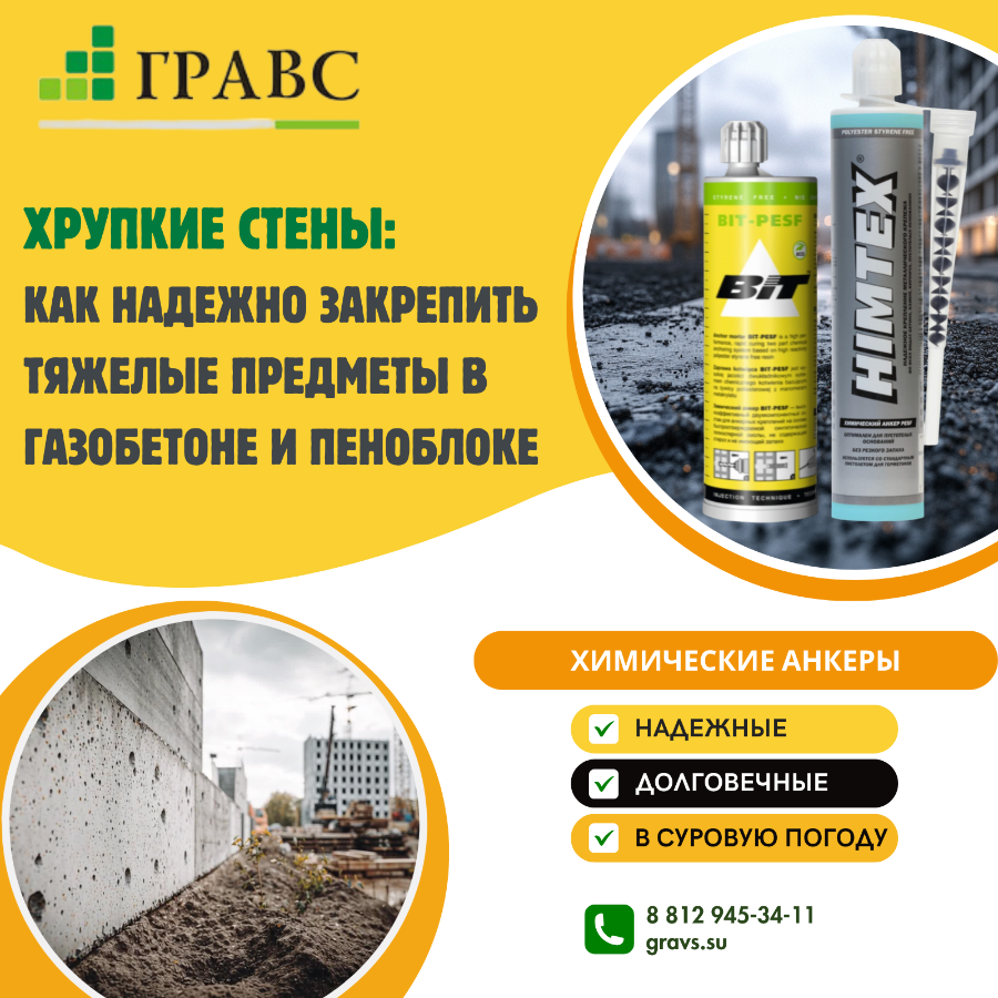 Хрупкие стены: как надежно закрепить тяжелые предметы в газобетоне и пеноблоке