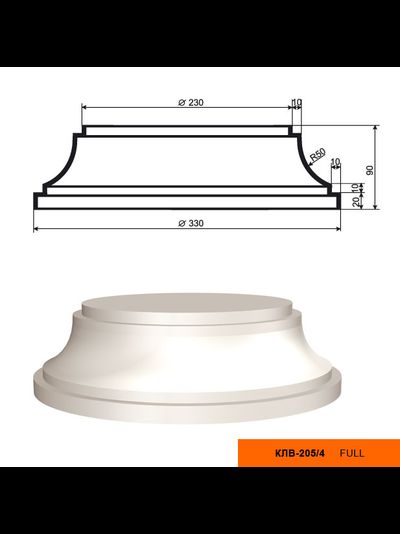 Капитель к фасадной колонне из пенополистирола с покрытием LEPNINAPLAST-FASAD (Лепнинапласт-фасад) КЛВ-205/1 FULL