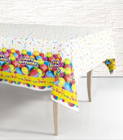 Скатерть п/э "С Днем Рождения" 120*180см