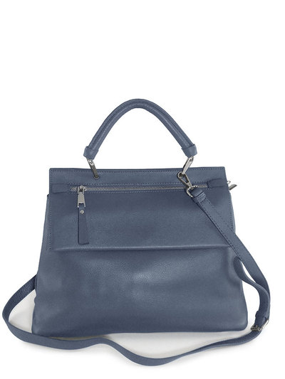 (АРТИКУЛ: 10050/1/5) СУМКА ЖЕНСКАЯ СРЕДНЕГО РАЗМЕРА, НАТУРАЛЬНАЯ КОЖА, ГРЯЗНО-ГОЛУБАЯ, ДВА ОТДЕЛЕНИЯ, С ПЛЕЧЕВЫМ РЕМНЕМ