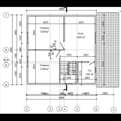 Двухэтажный каркасный дом с четырьмя спальнями 130м² (SK34)