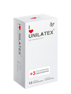 3015 Презервативы Unilatex, natural ultrathin, ультратонкие, 19 см, 5,4 см, 15 шт.