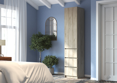 Бохо ШК-003 шкаф с ящиками 1 ств Дуб Крафт Серый/Кашемир