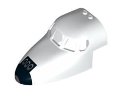 Aircraft Fuselage Forward Top Curved 6 x 10 x 4 with 5 Window Panes with Shuttle Nose Pattern, White (18907pb01 / 6114884)