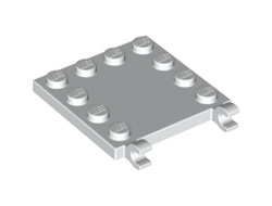 Tile, Modified 4 x 4 with Studs on Edges and 2 Open O Clips Horizontal Grip, White (66252 / 6310187)