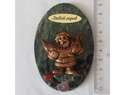 Магнит ХАНТ С РЫБОЙ, змеевик с самоцветами АМ-91.ОПТ