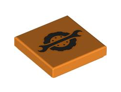 Tile 2 x 2 with Black Spanner Wrench and Wheel Pattern, Orange (3068pb2566 6551966)