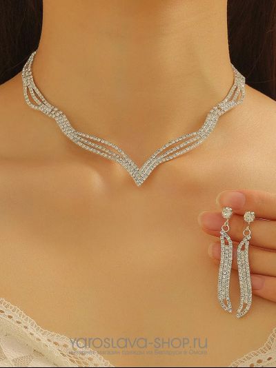 Модель : АЛ-351.Комплект ожерелье V-образной формы и серьги.