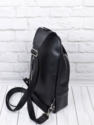 Кожаный кросс-боди рюкзак Crespino black (арт. 
3106-51)