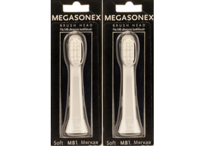 Насадки для ультразвуковой щетки Megasonex с мягкой щетиной, Soft, Megasonex, 2 шт.