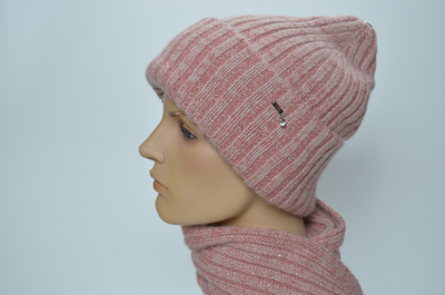 розовая шапка шарф из ангоры