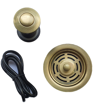 Комплект для измельчителя: фланец + кнопка в цвете "Античная латунь"