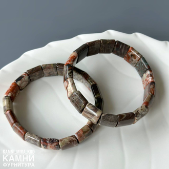 Браслет яшма пейзажная прямоугольники 12,5х15 мм, цена за штуку