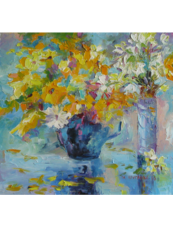 Миниатюра маслом Золото и лазурь