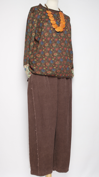 Брюки Бохо вельветовые "Трубы винтажные карман сзади" шоколад р.50-54