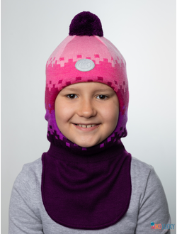 Шапка-шлем  20101-06, цвет сливовый,сиреневый,розовыйр. 48-50