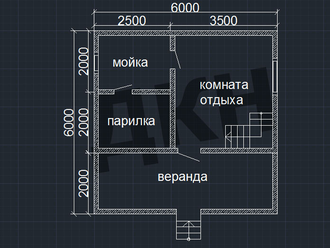 Баня 4 на 6 с верандой 2 на 6 и мансардным этажом