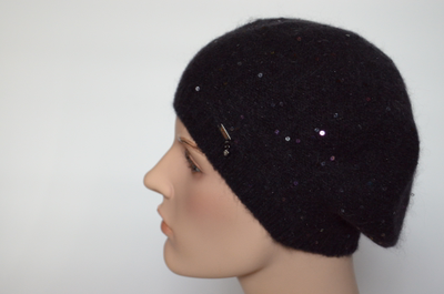 Черный одинарный берет вязаный Vizio Италия 6943 BO