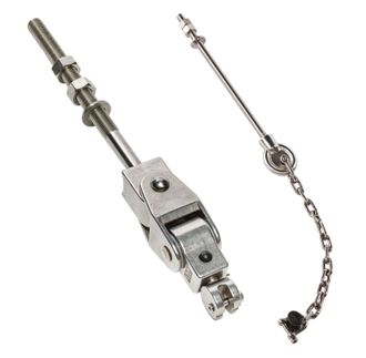 Шарнирный подвес для качелей гнездо KBT повышенной прочности, сквозной, нерж. сталь (длина болта 220 мм), со страхующим элементом, арт. 817.002.020.001