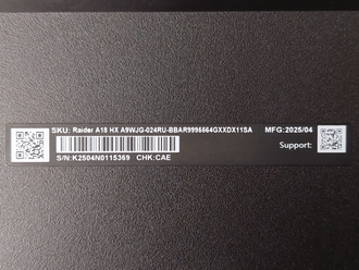 НОВЫЙ MSI Raider A18 HX A9WJG-024RU ( 18.0 Ultra HD IPS 120Hz Ryzen 9 9955HX3D RTX5090 175 Вт 64Gb  2TB SSD )