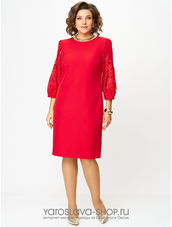 Модель :3062.Эффектное платье-футляр красного цвета