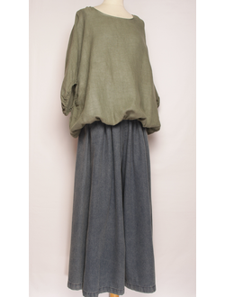 БЛУЗА ЛЁН "БАНТ СЗАДИ" хаки, бежевая до р.52