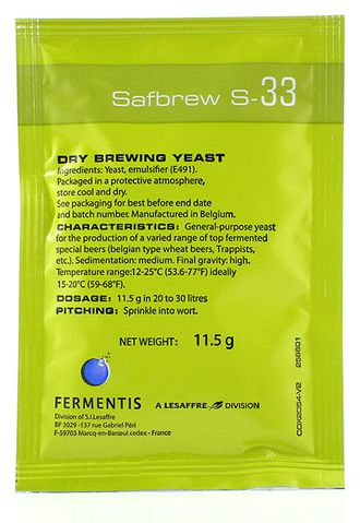 Дрожжи Fermentis Safale S-33, 11,5 г