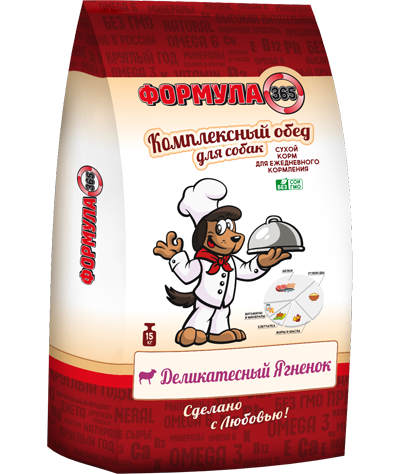 Сухой корм для собак Формула 365 Комплексный обед, Деликатесный Ягненок 15 кг