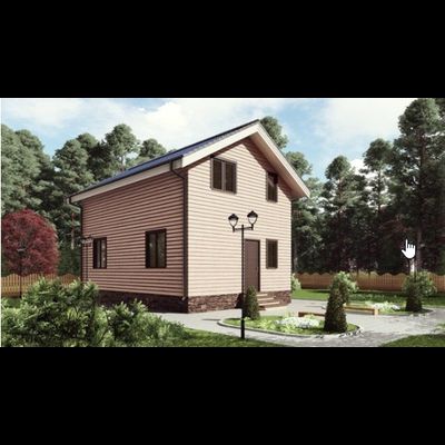 Двухэтажный каркасный дом с тремя спальнями 93м² (SK35)