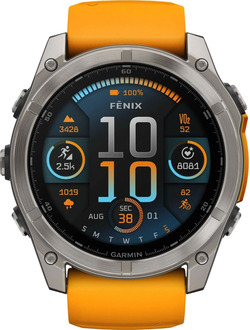 Часы Garmin Fenix 8 -51mm Sapphire Titan Spark Orange / Graphite